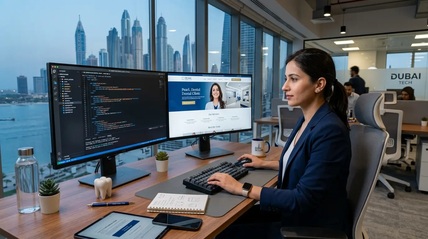 Professional Web Developer working on a Dental Clinic Website in Dubai