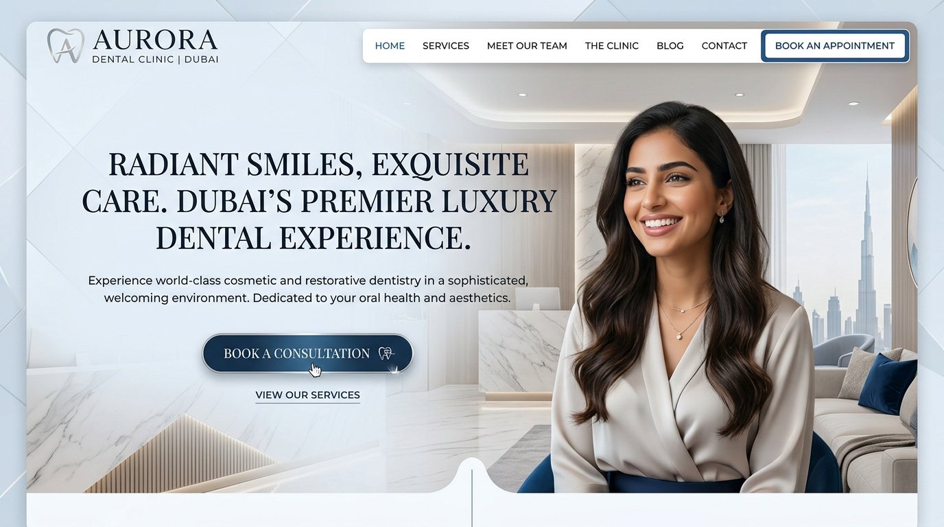 Modern Dental Website Design Interface in Dubai